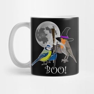 Robin Witch Blue Tit Scythe Bird Funny Halloween Ornithologist Gift Mug